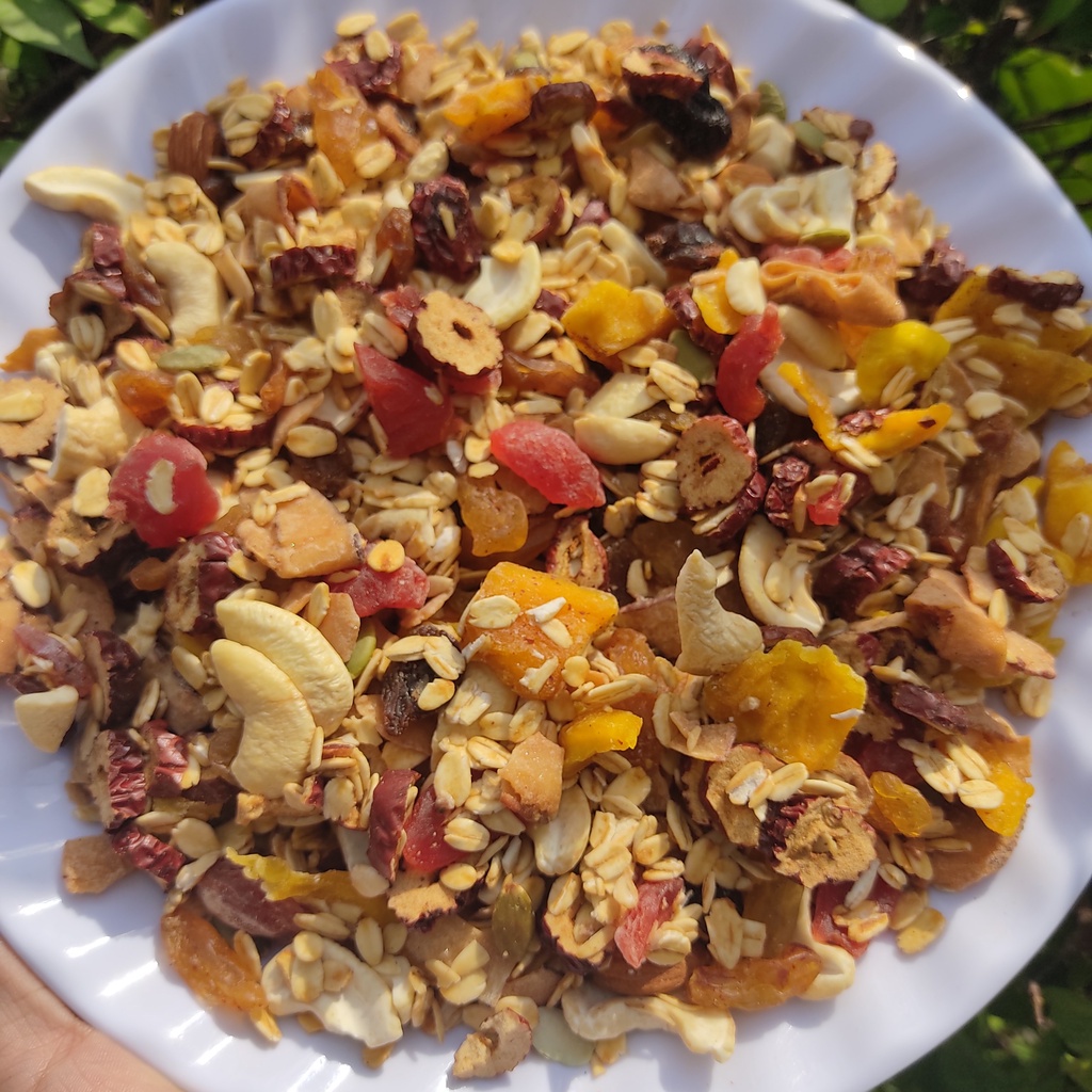 1Kg Granola Siêu Hạt Mix Trái Cây Sấy