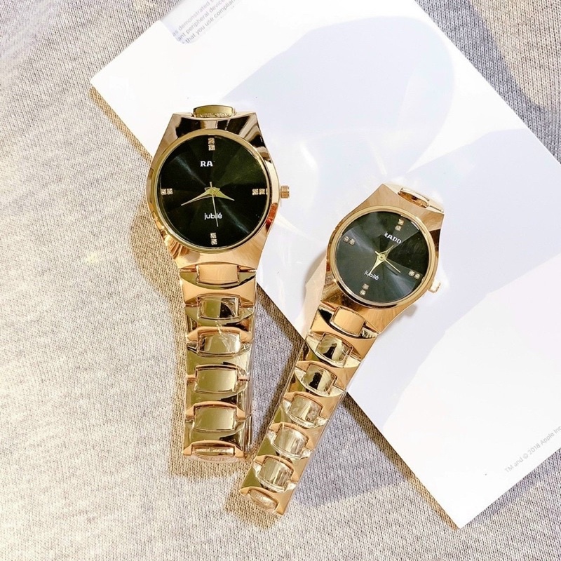 Đồng Hồ Cặp Đôi Nam Nữ Rus Watches Dây Kim Loại Cao Cấp Mạ Vàng Thời Trang Bền Màu