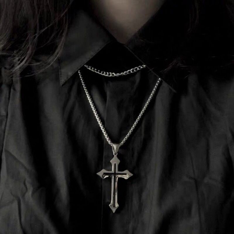 Dây Chuyền Titan Phối Mặt Hình Thánh Giá Phong Cách Hip Hop Harajuku Thời Trang Cho Nam Và Nữ 23082