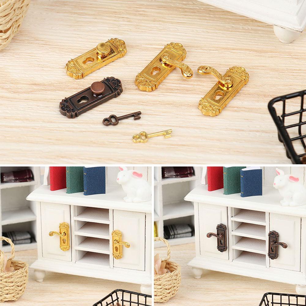 Bộ Ổ Khóa Và Chìa Khóa Bằng Đồng Thau Phong Cách Retro Dành Cho Nhà Búp Bê