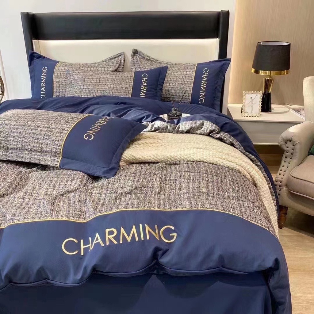 Bộ chăn ga gối Cotton- chất liệu cotton đũi đũi charming đũi mềm mại thoáng mát mùa hè phong cách hiện đại mới nhât