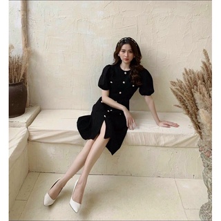 Đầm XỐP ĐEN PHỐI NÚT - kèm video