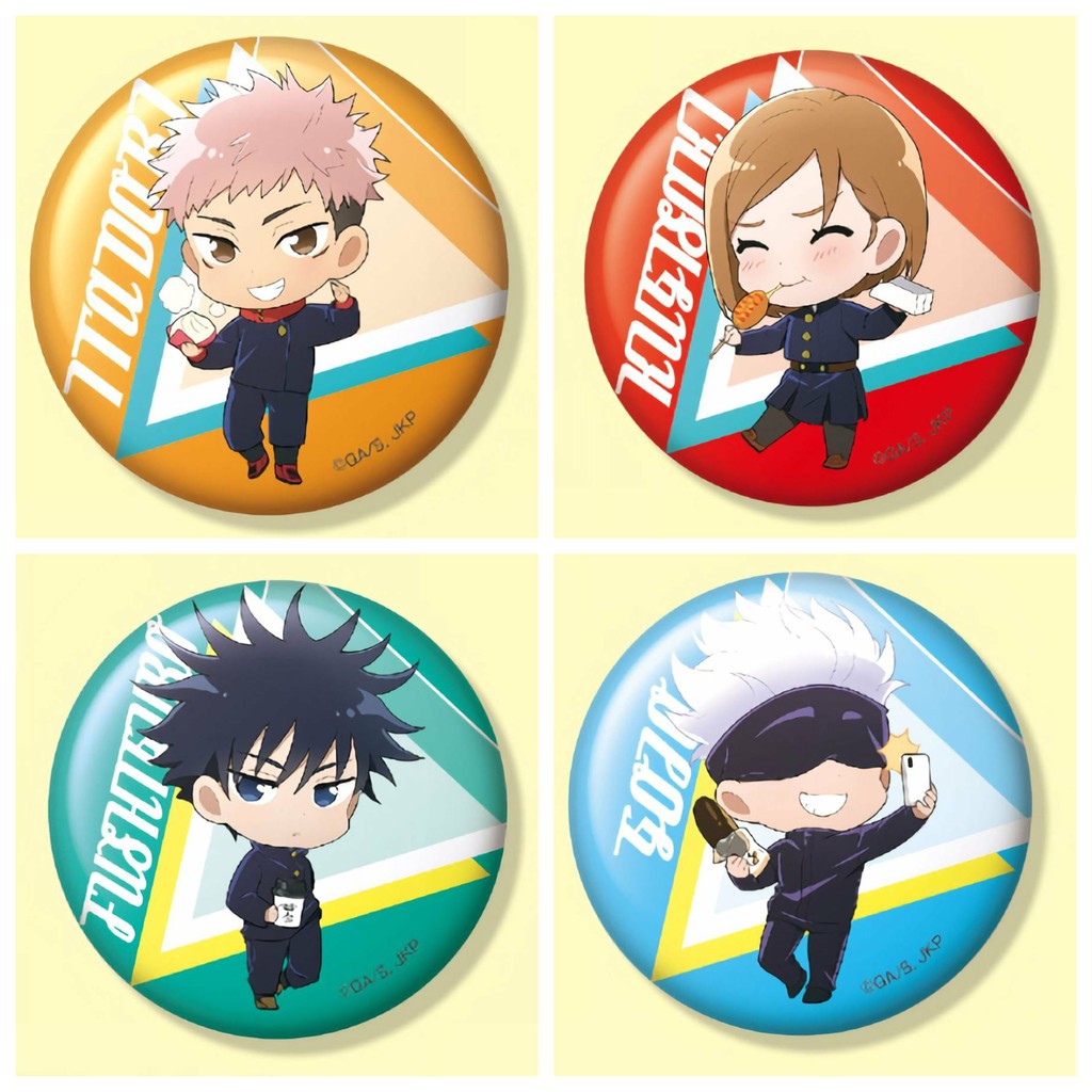 Huy hiệu cài áo IN HÌNH Jujutsu Kaisen Chú thuật hồi chiến ver tam giác anime chibi dễ thương tiện lợi 01