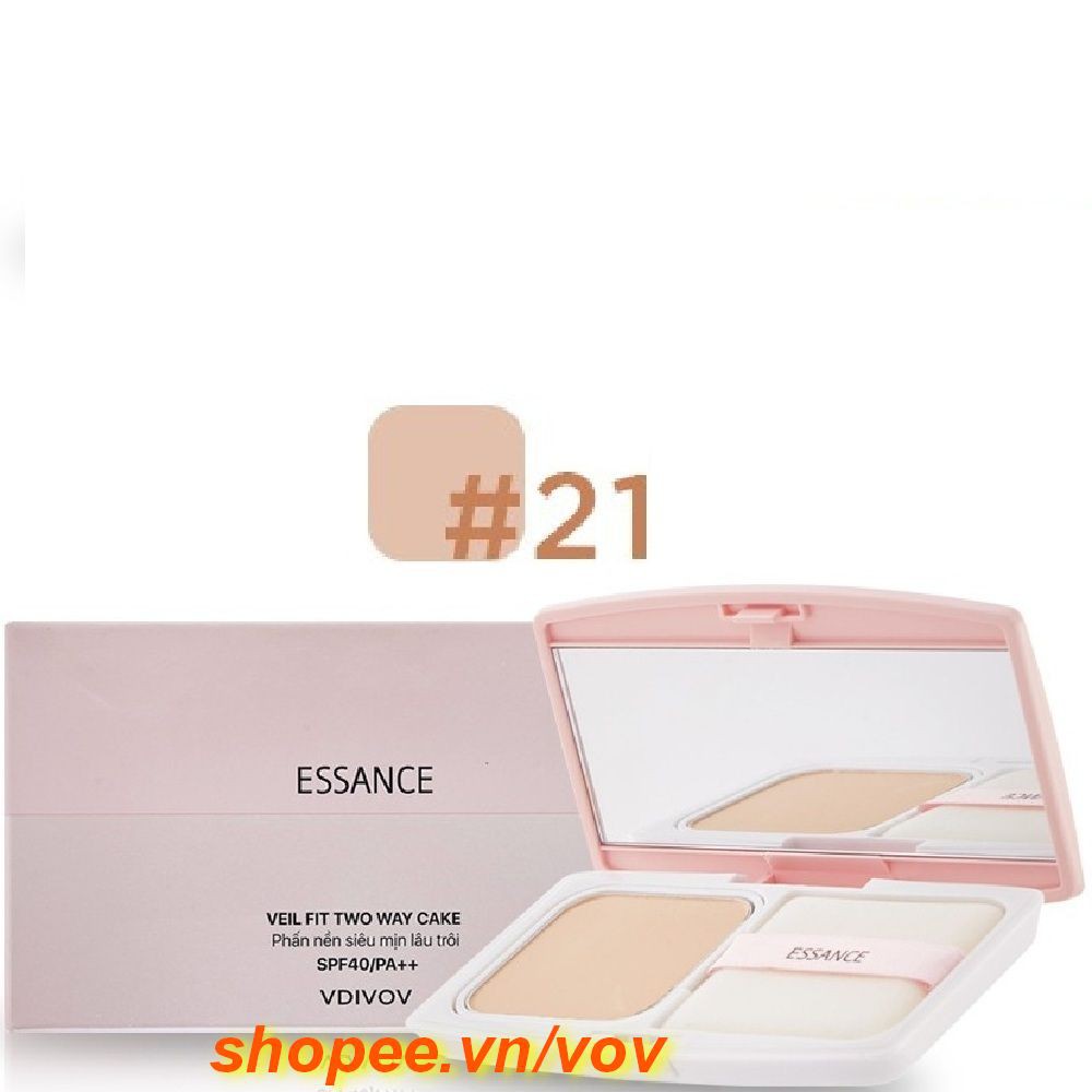 Phấn Nền Số 21 Tông Da Tự Nhiên Essance Siêu Mịn Lâu Trôi Veil Fit Two Way Cake Chính Hãng.