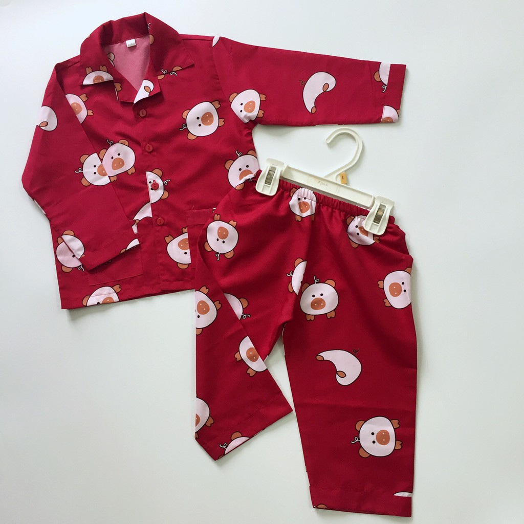 Pijama kate thái size đại bé lớn 20-45kg - Heo đỏ