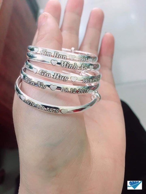 Vòng tay khắc tên cho mẹ và bé chuẩn bạc ta nguyên chất- nhắn thông tin khắc cho shop