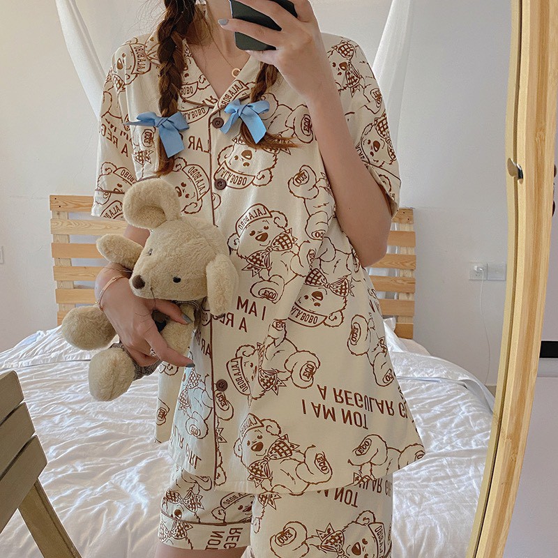 Bộ ngủ Pijama hình gấu cute vải cotton