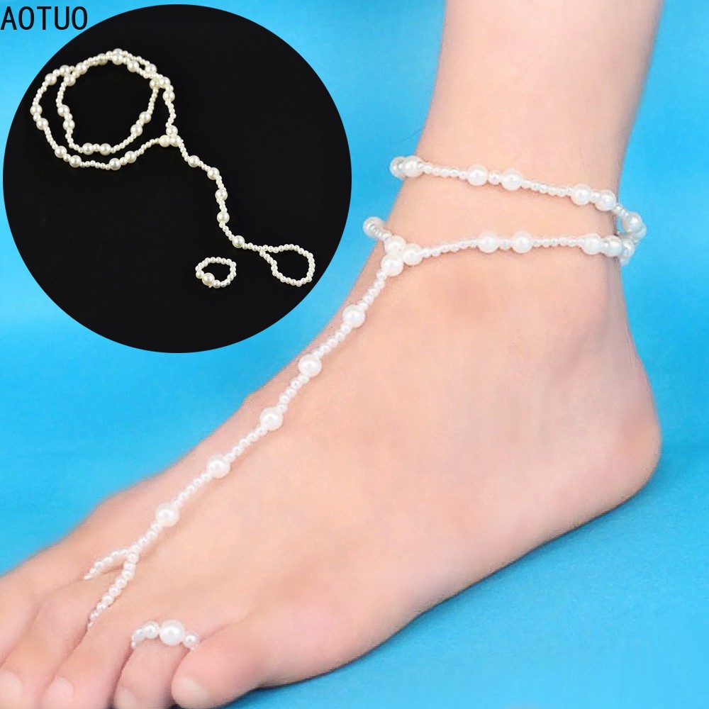 Lắc cổ chân đính ngọc trai giả | BigBuy360 - bigbuy360.vn