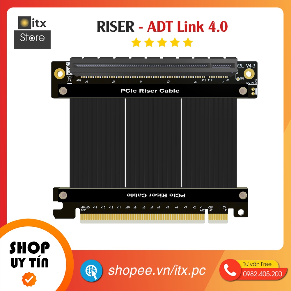 PCIe 4.0 - RISER - Cáp nối dài khe chuẩn ADT Link chính hãng tốc độ cao