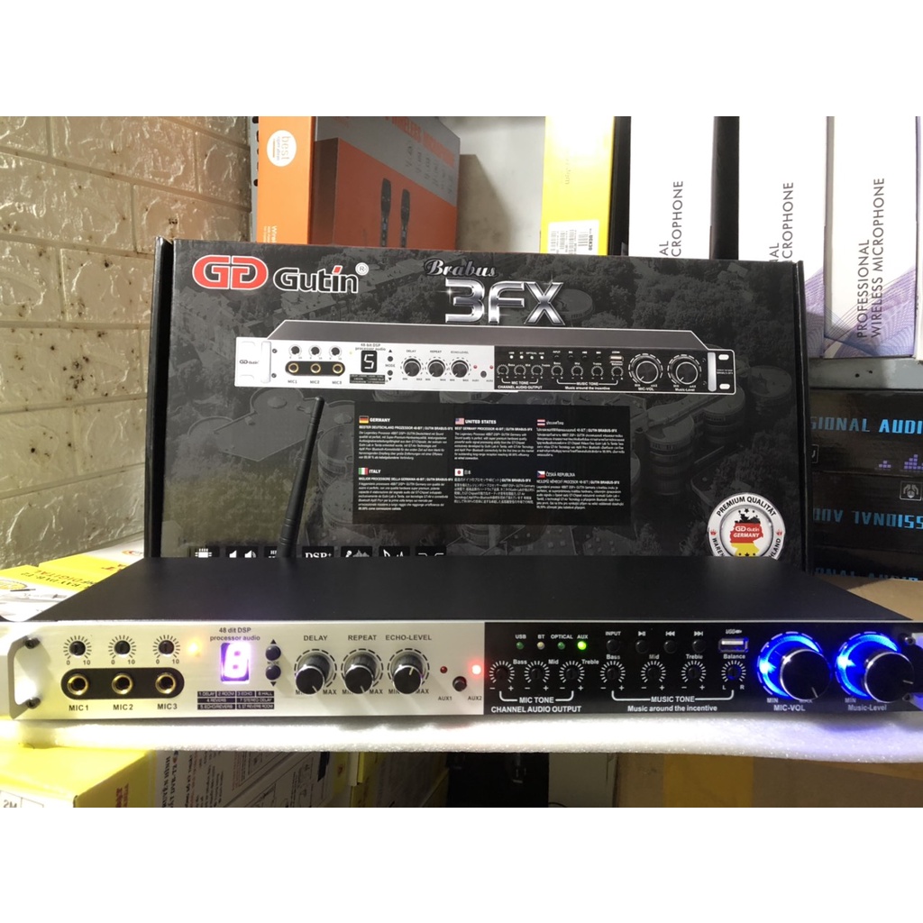 Vang cơ lai số GD Gutin Brabus 3FX , chống hú , chống rít , có cổng quang , blutooth , usb + tặng 2 dây canon