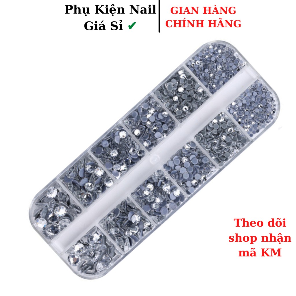 Đá chân keo gắn móng màu trắng mix size 1440v .