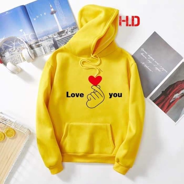 Áo hoodie tay búng tim Love You HDA1019