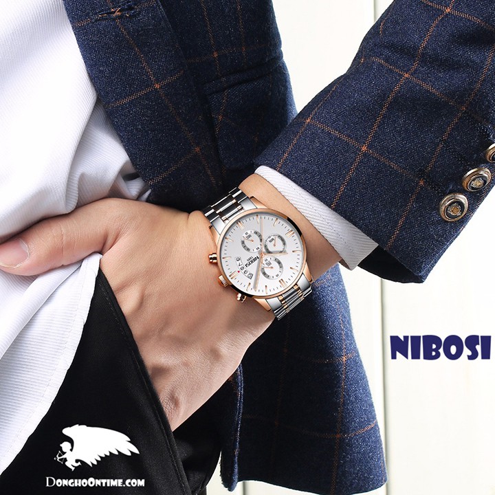 ĐỒNG HỒ NAM NIBOSI 2309 DÂY THÉP ĐÚC KHÔNG GỈ 6 KIM QUAY (DEMI)