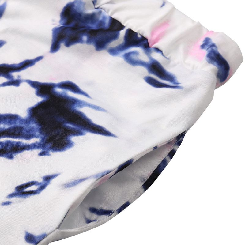 Bộ Đồ Ngủ 2 Món Tay Dài Dáng Rộng In Họa Tiết Màu Nhuộm Dễ Thương Cho Nữ