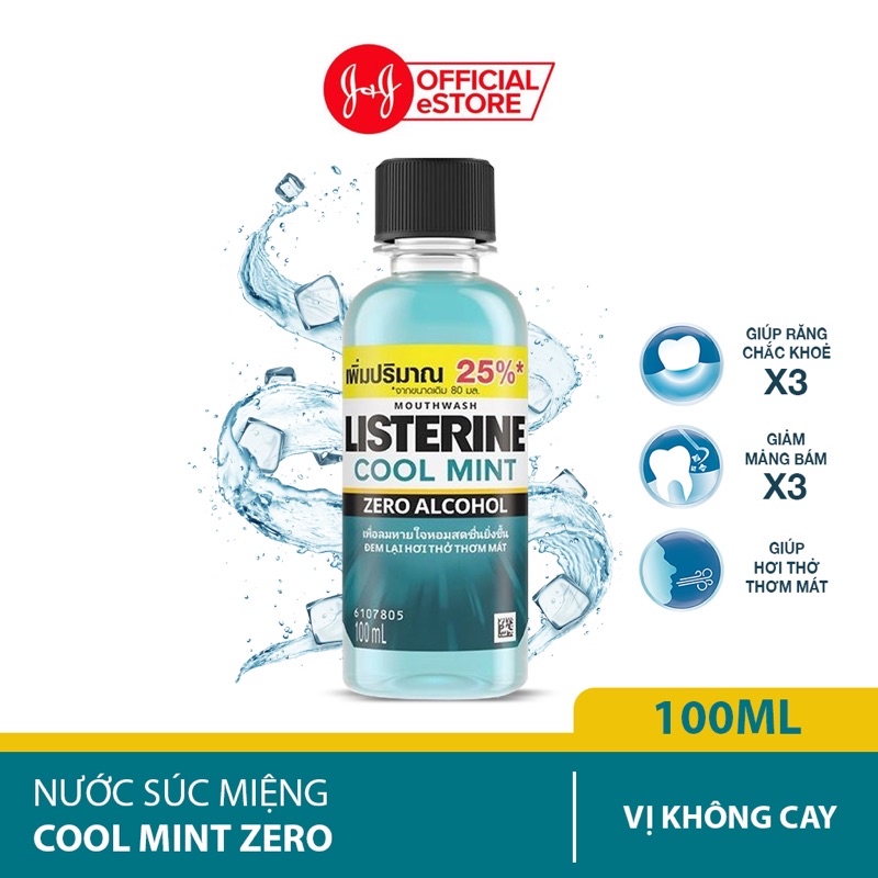 Listerine Nước súc miệng giữ hơi thở thơm mát Listerine cool mint 100ml