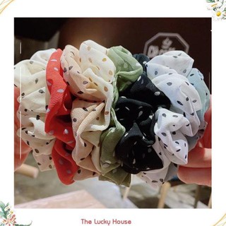 Dây buộc tóc Scrunchies Chiffon chấm bi HD47