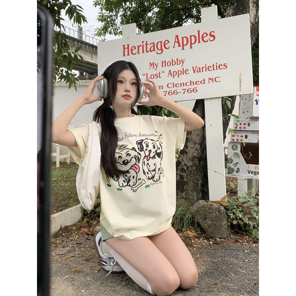 Áo Thun Cotton Nguyên Chất Dáng Rộng Ngắn Tay Thời Trang Mùa Hè 6357