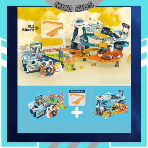 Đồ Chơi Đường Đua Ô Tô Vô Lăng Kết Hợp Garage Đỗ Xe 3 Tầng Tự Động Có Nhạc