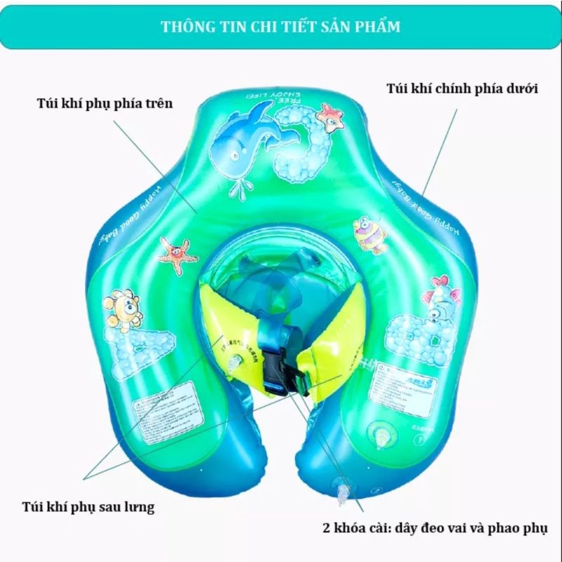 Phao bơi chống lật, phao an toàn có đai cho bé từ 3 tháng đến 7 tuổi