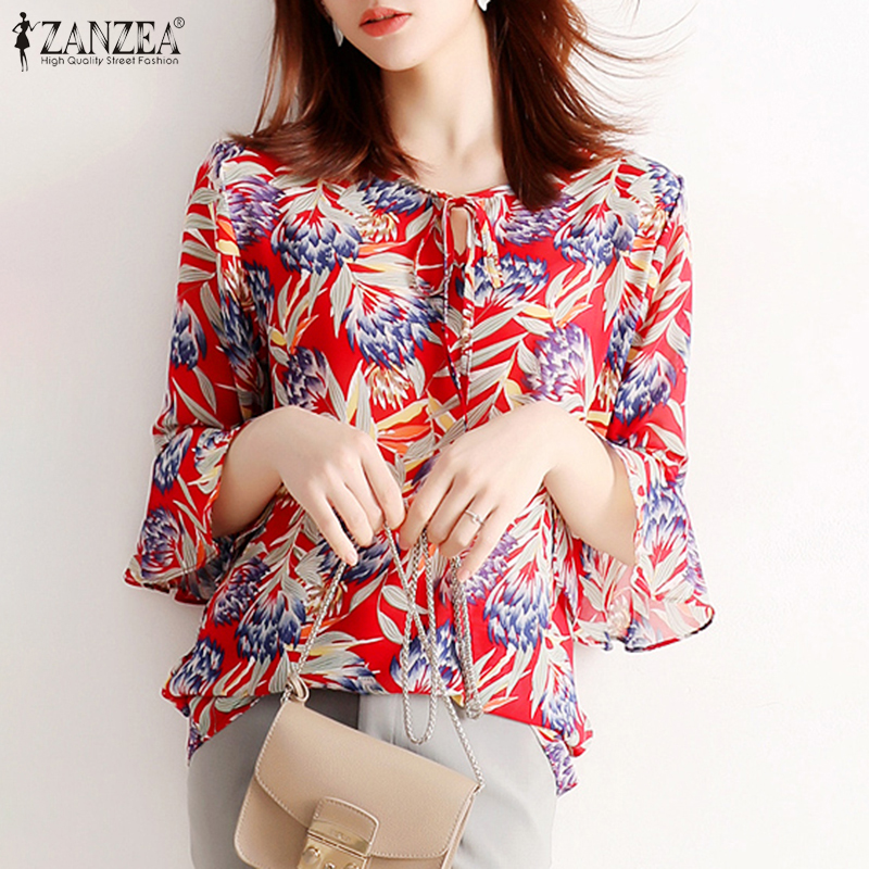 Áo Kiểu Tay Lỡ Cổ Tròn Dáng Rộng ZANZEA Thời Trang Hàn Quốc Dành Cho Nữ