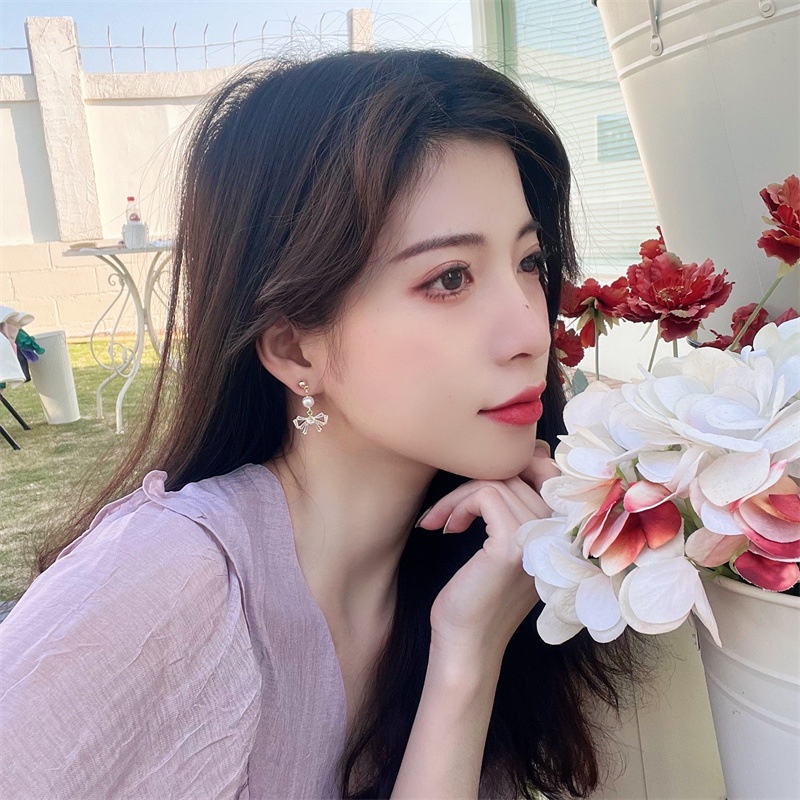 [Augustcloth | AugustJewelry] Bông tai/ Hoa tai hạt ở giữa và có nơ