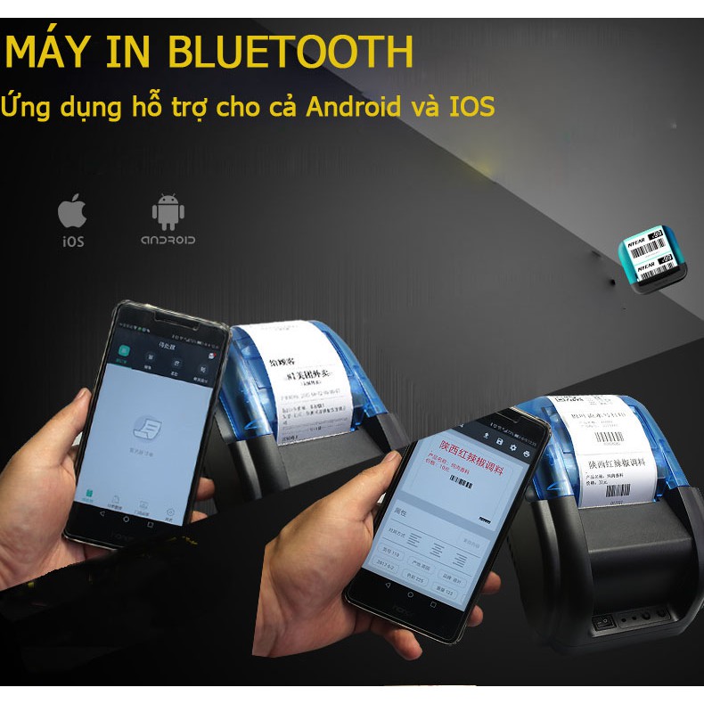 Máy Bluetooth 3 trong 1, in hybrid cả hóa đơn và mã vạch, tích hợp chức năng soi tiền giả, in bill và mã vạch 3-in-1
