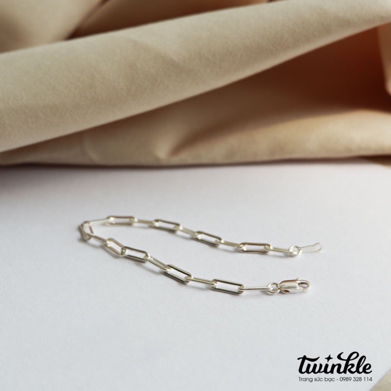 Lắc tay xích bạc mảnh trơn kiểu dáng đơn giản dễ phối dành cho nữ - Twinkle Silver