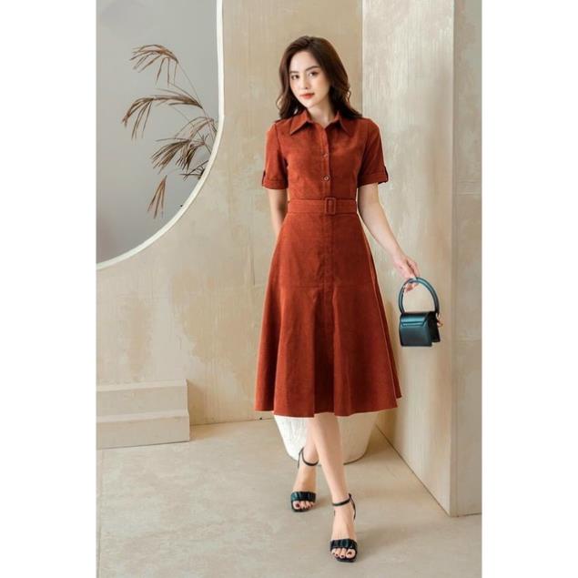 Đầm Nữ, Váy Nhung  Màu  Thiết Kế Dáng Dài Xòe Phong Cách Công Sở Nữ Tính Trẻ Trung
