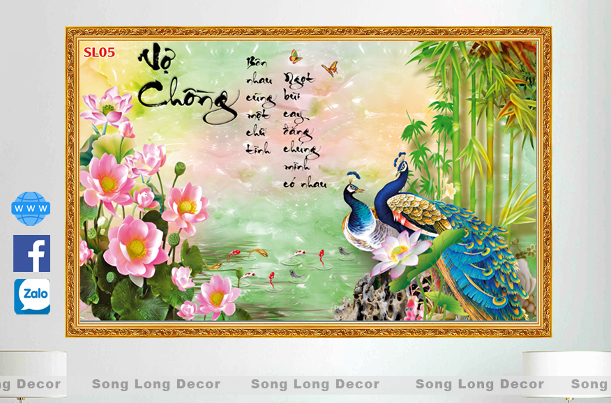 Tranh dán tường Vợ Chồng - SL05-Tranh 3d Thư Pháp - Song Long Decor