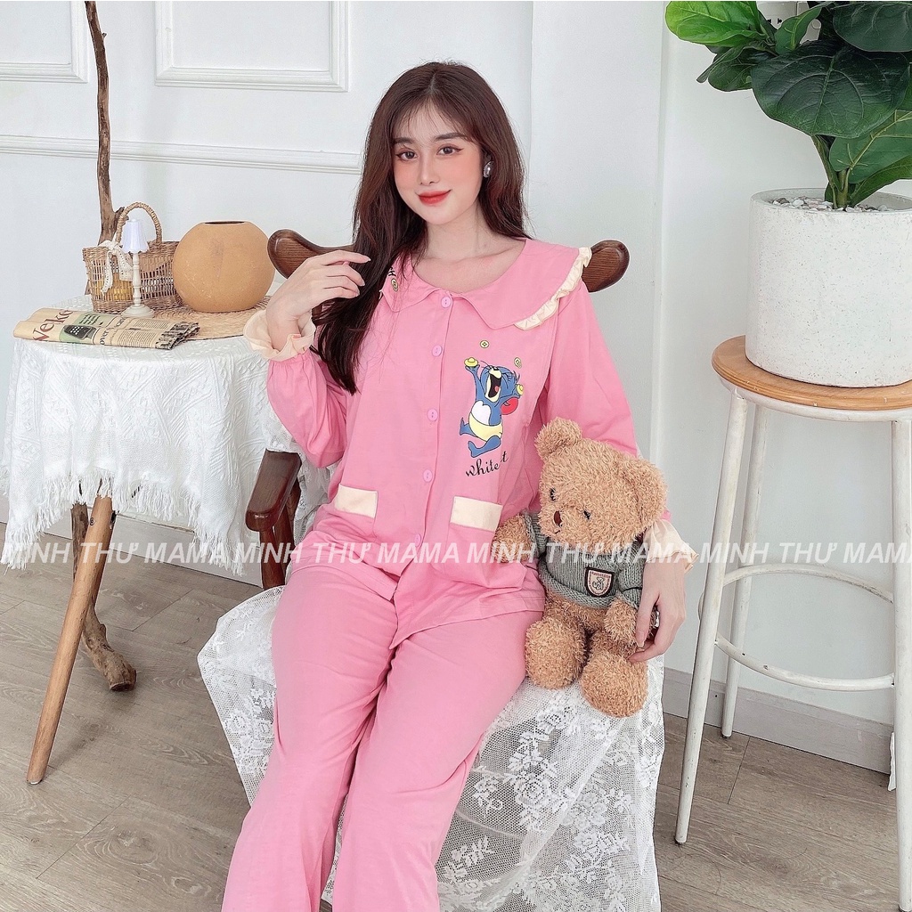 Bộ bầu - bộ sau sinh - cho con bú - 2 chức năng - chất liệu cotton (  mèo tom - QDTD - MS - 05 )