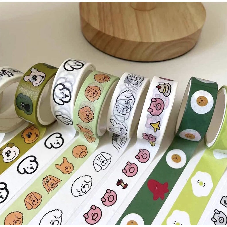 Washi tape/Băng keo giấy hoạ tiết gấu phong cách Nhật Bản