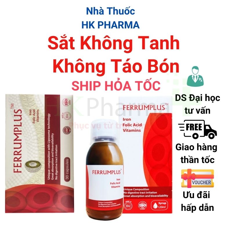 Sắt bầu không tanh không táo bón Ferrumplus ngăn ngừa thiếu máu do thiếu sắt, không nóng Shop HK PHARMA