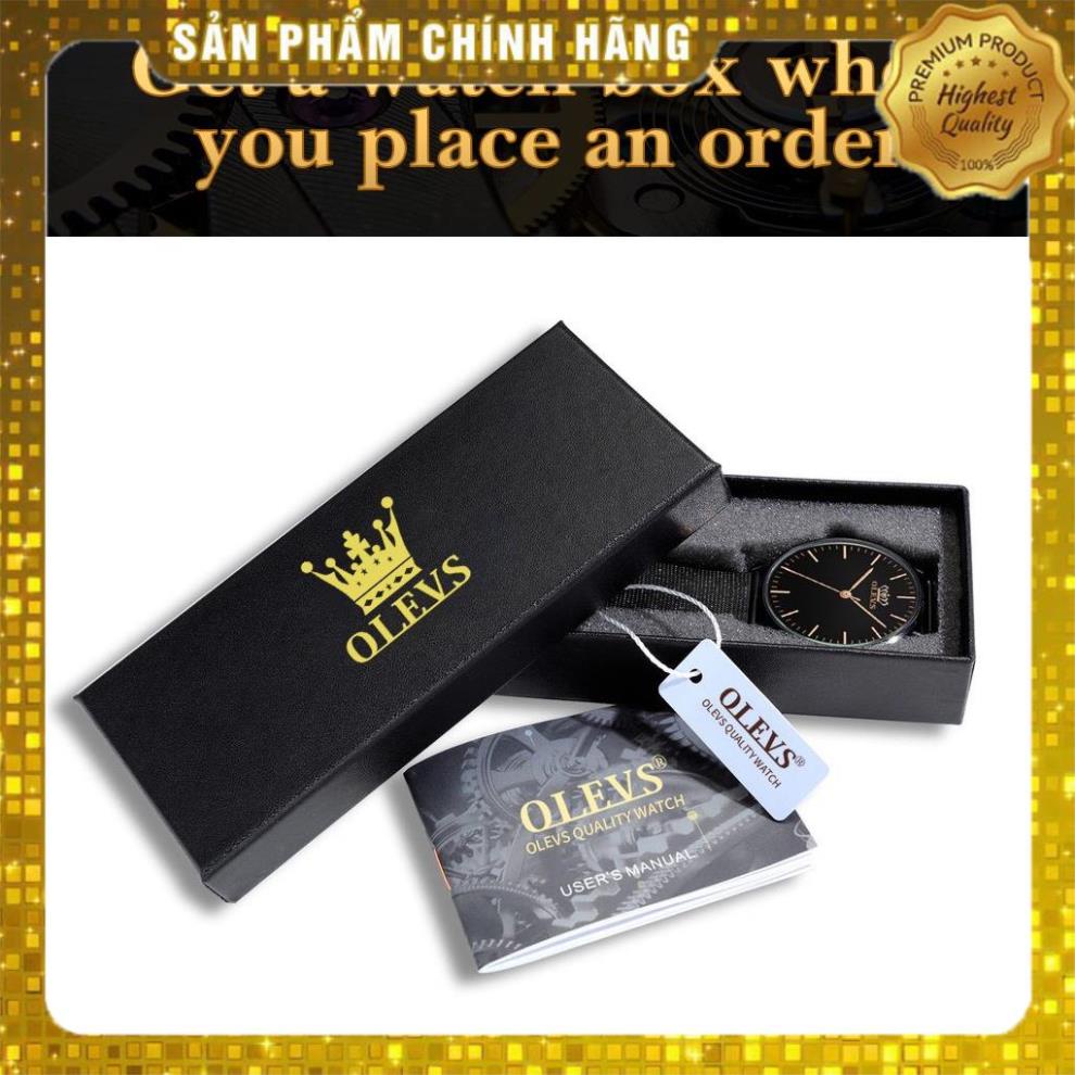 Đồng hồ đeo tay OLEVS 5869 dây đeo thép lưới siêu mỏng có lịch chống vô nước màu vàng hồng thời trang cho nữ