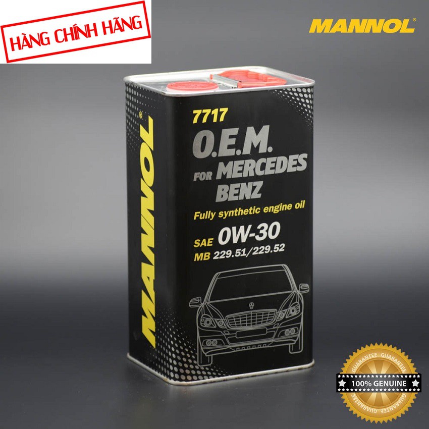 [Cao Cấp] Nhớt MANNOL 7717 O.E.M .Dành Cho Xe Mercedes Benz 0W-30 SN/CF – 4 Lít, Hàng nhập khẩu từ Đức chính hãng.