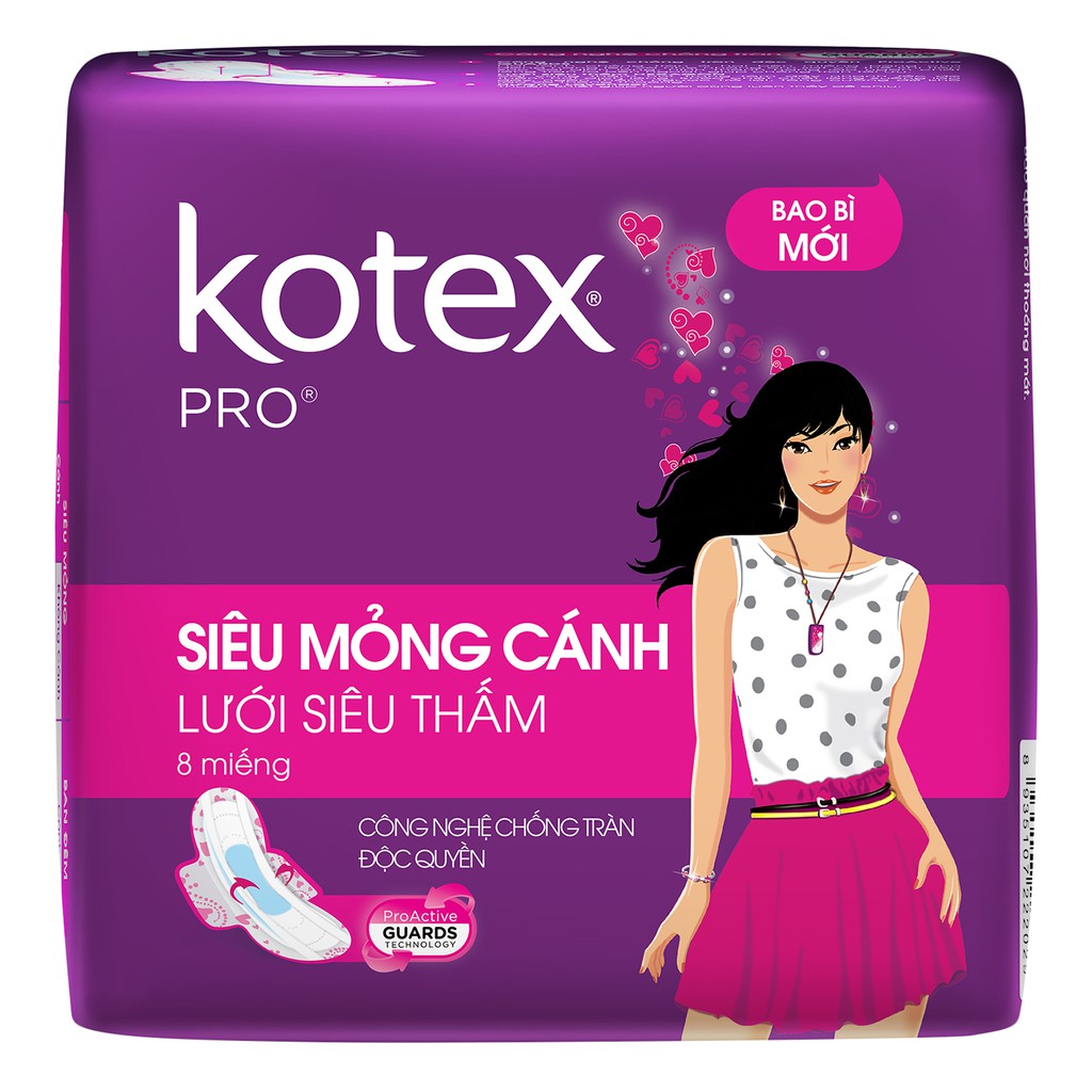 Băng vệ sinh Kotex Pro cánh 8 miếng
