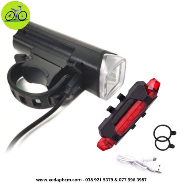 Đèn xe đạp LED trước sau siêu sáng sạc USB