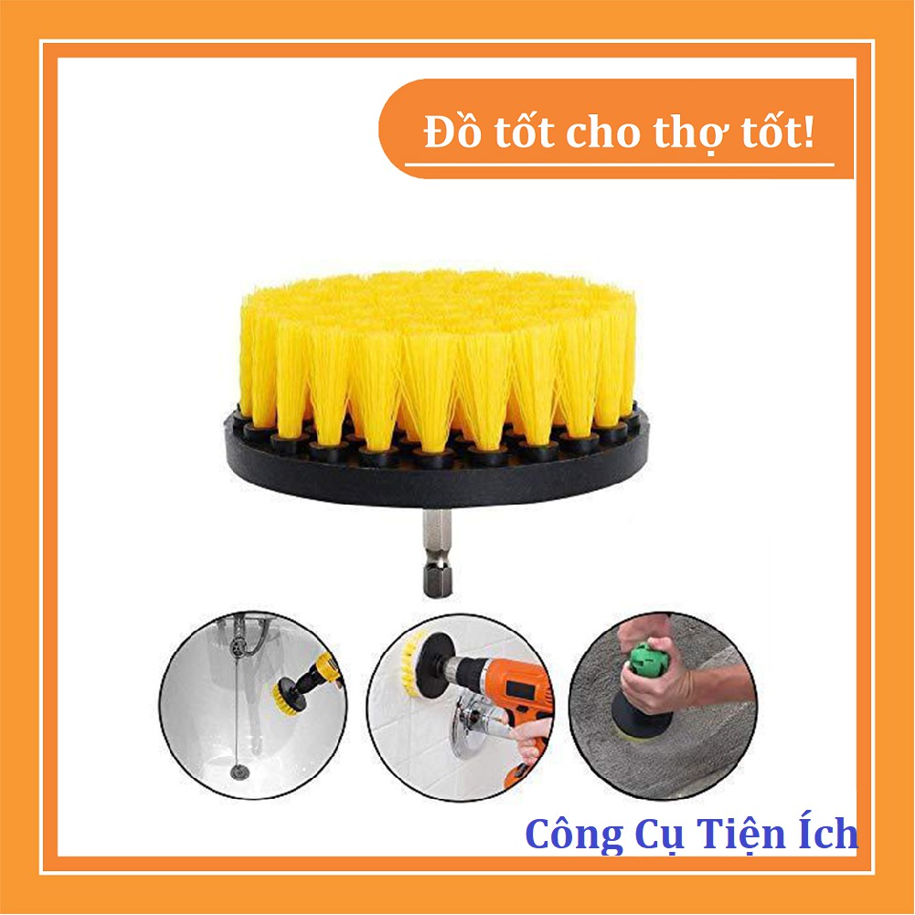 Bộ 3 bàn chải gắn máy khoan cầm tay để vệ sinh nhà cửa, rửa xe, cọ sàn nhà...