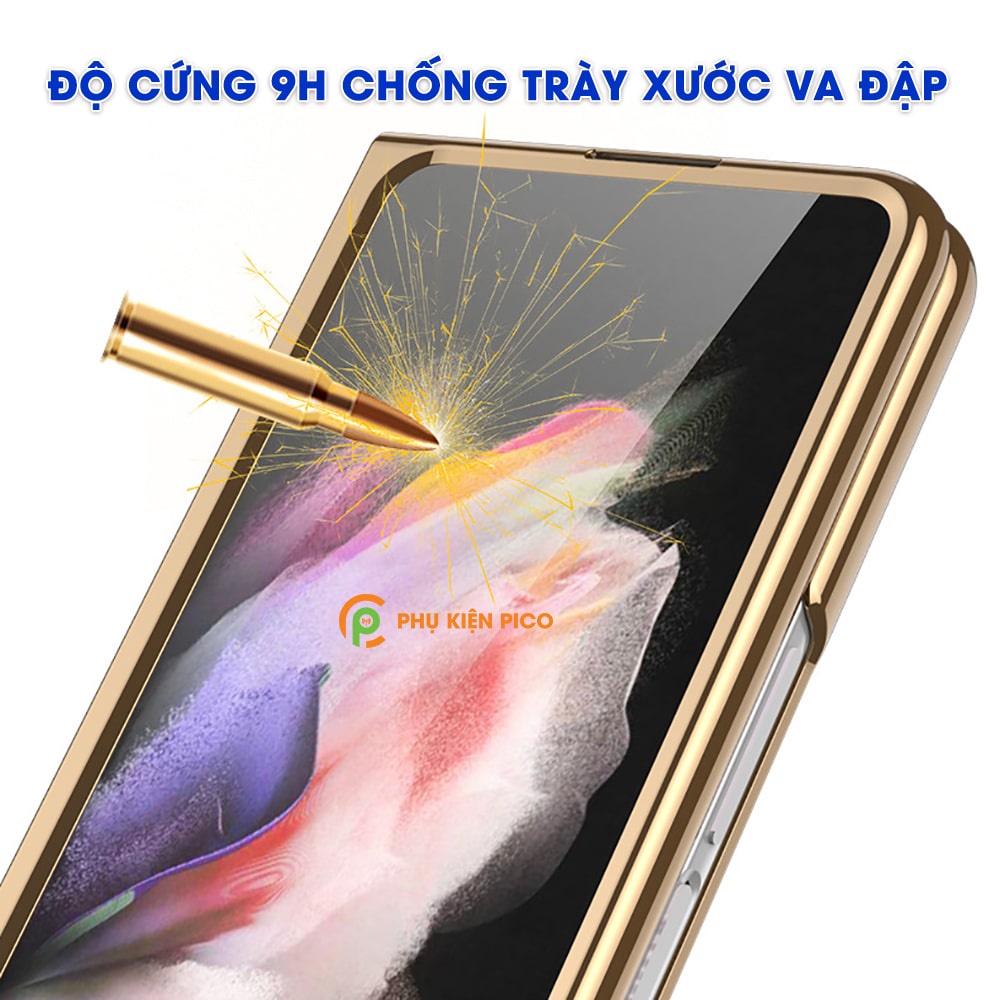 Ốp lưng Samsung Z Fold 3 siêu cấp vàng thạch anh kèm kính cường lực - Ốp Samsung Galaxy Z Fold 3