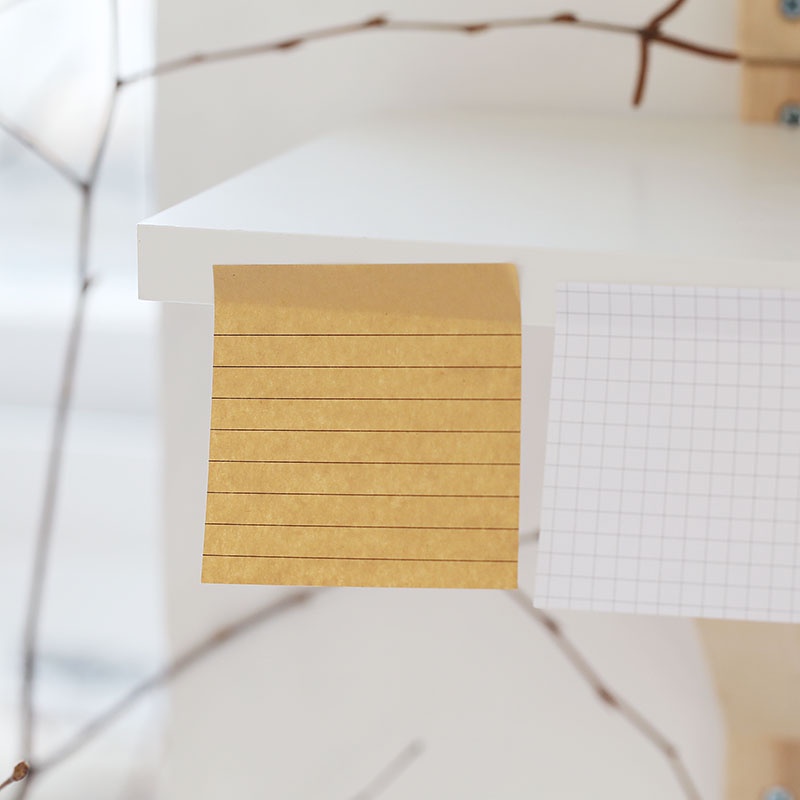 INS Đơn giản Kraft Ghi chú dính Ghi chú trắng trắng Lót lưới Ghi chú dính ghi chú 80 Tờ ghi nhớ Đồ dùng học tập cố định Bài ghi chú dính