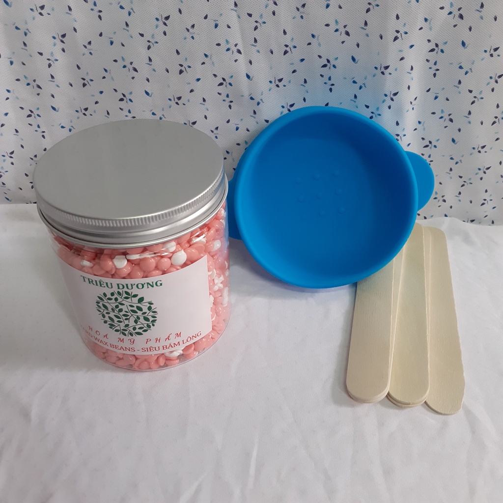 Set wax lông sáp hộp màu 200g -300g + chén chống dính silicon + Serum xịt làm chậm quá trình mọc lại lông sau wax
