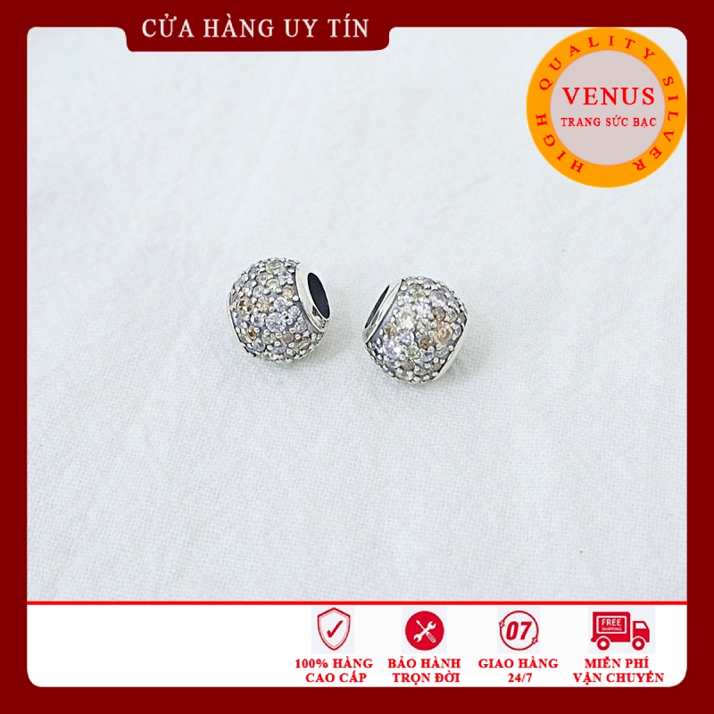Charm cầu đá trắng chấm cam- Mã sản phẩm VENUS311