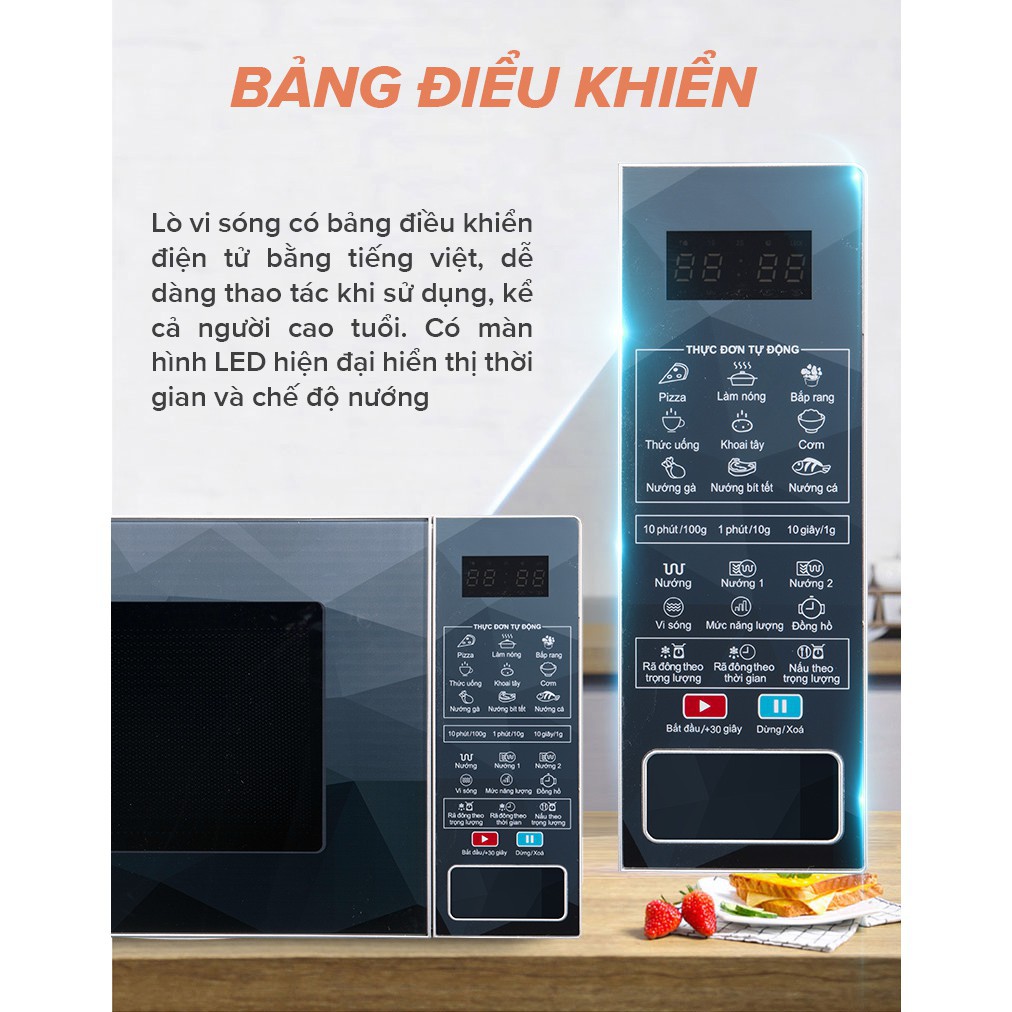 Lò Vi Sóng, Lò Vi Sóng Sharp Điện Tử Có Nướng 23L  R-G378VN-CS, 9 Thực Đơn Nấu Tự Động Bảo hành 12 Tháng