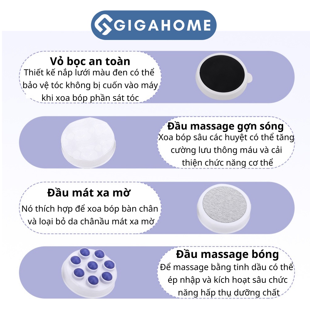 Máy Massage  Cầm Tay 4 Đầu GIGAHOME Đánh Tan Mỡ Bụng, Lưu Thông Máu 1043