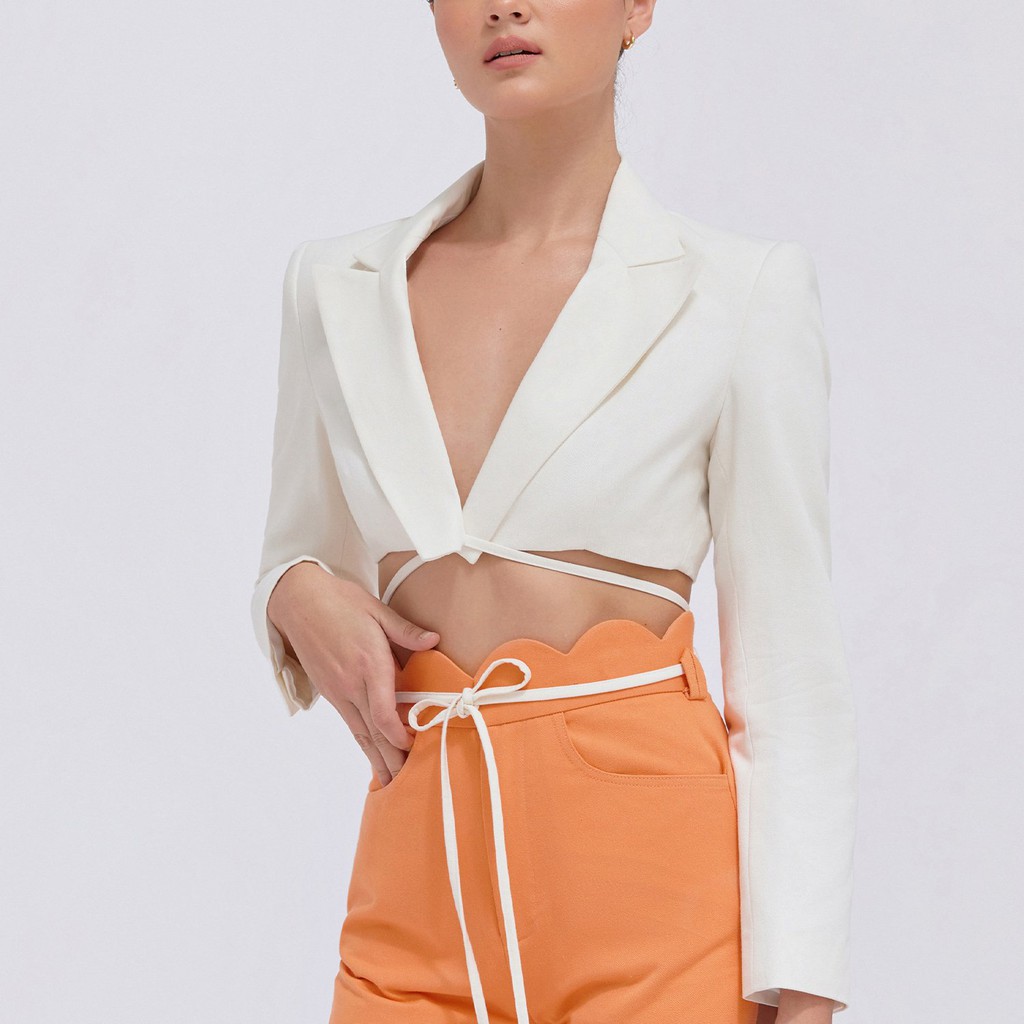 DEAR JOSÉ - Áo blazer nữ croptop Madagasca vải kaki trắng