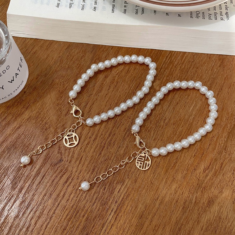 Vòng Tay May Mắn Mạ Vàng Đính Ngọc Trai Phong Cách Hàn Quốc Thời Trang Cho Nữ