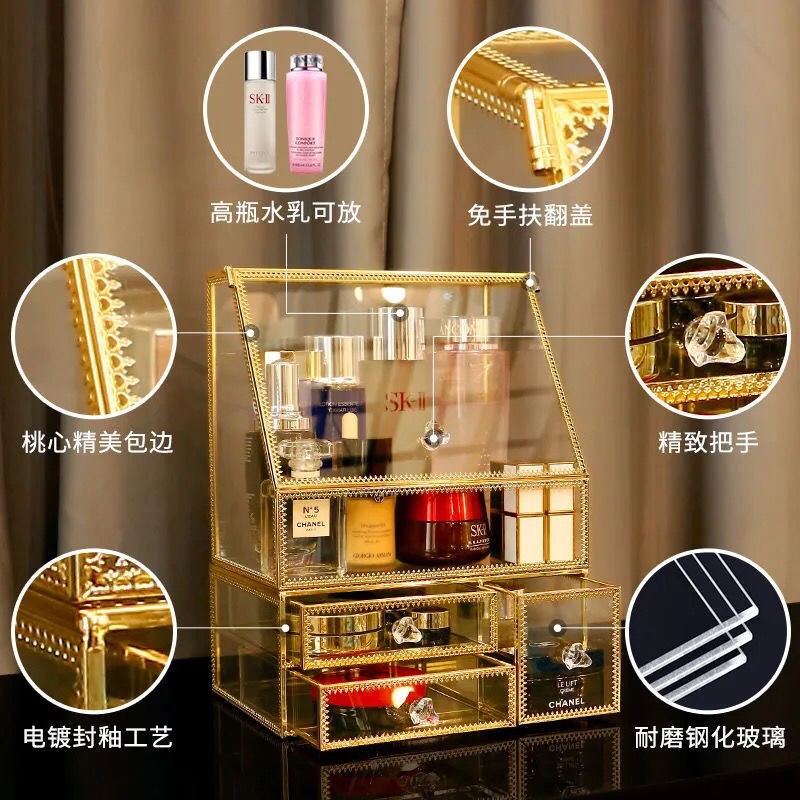 Hộp Kính Đựng Mỹ Phẩm Để Bàn Cỡ Lớn Chống Bụi Sang Trọng | BigBuy360 - bigbuy360.vn