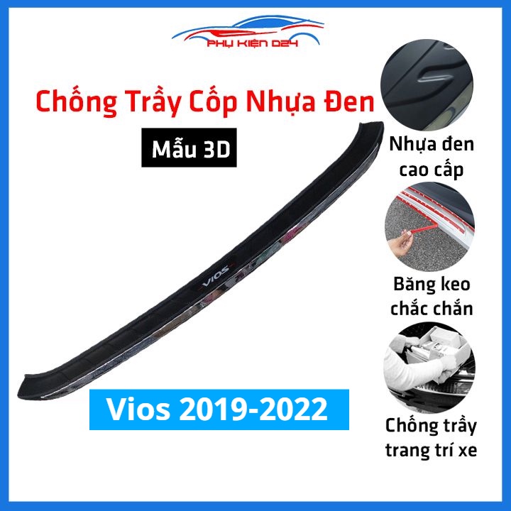 Ốp chống trầy cốp ngoài nhựa đen Vios 2019-2020-2021-2022 hàng loại 1 dán cốp sau chống xước trang trí xe