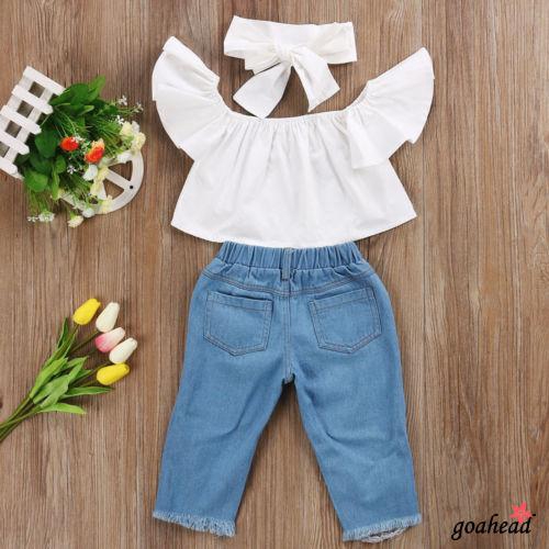 Set quần áo jeans denim thời trang dành cho bé gái