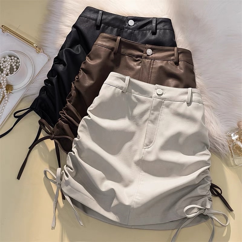 Chân Váy Da PU nữ rút dây siêu hot m008