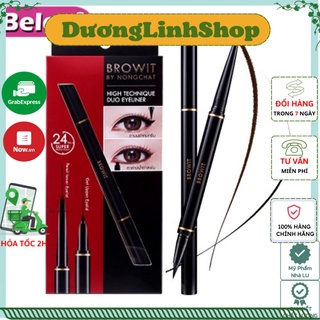 Chì kẻ mắt Nongchat 2 đầu không thấm nước, không lem + chì kẻ viền mắt Browit By NongChat HighTechnique Duo Eyeliner